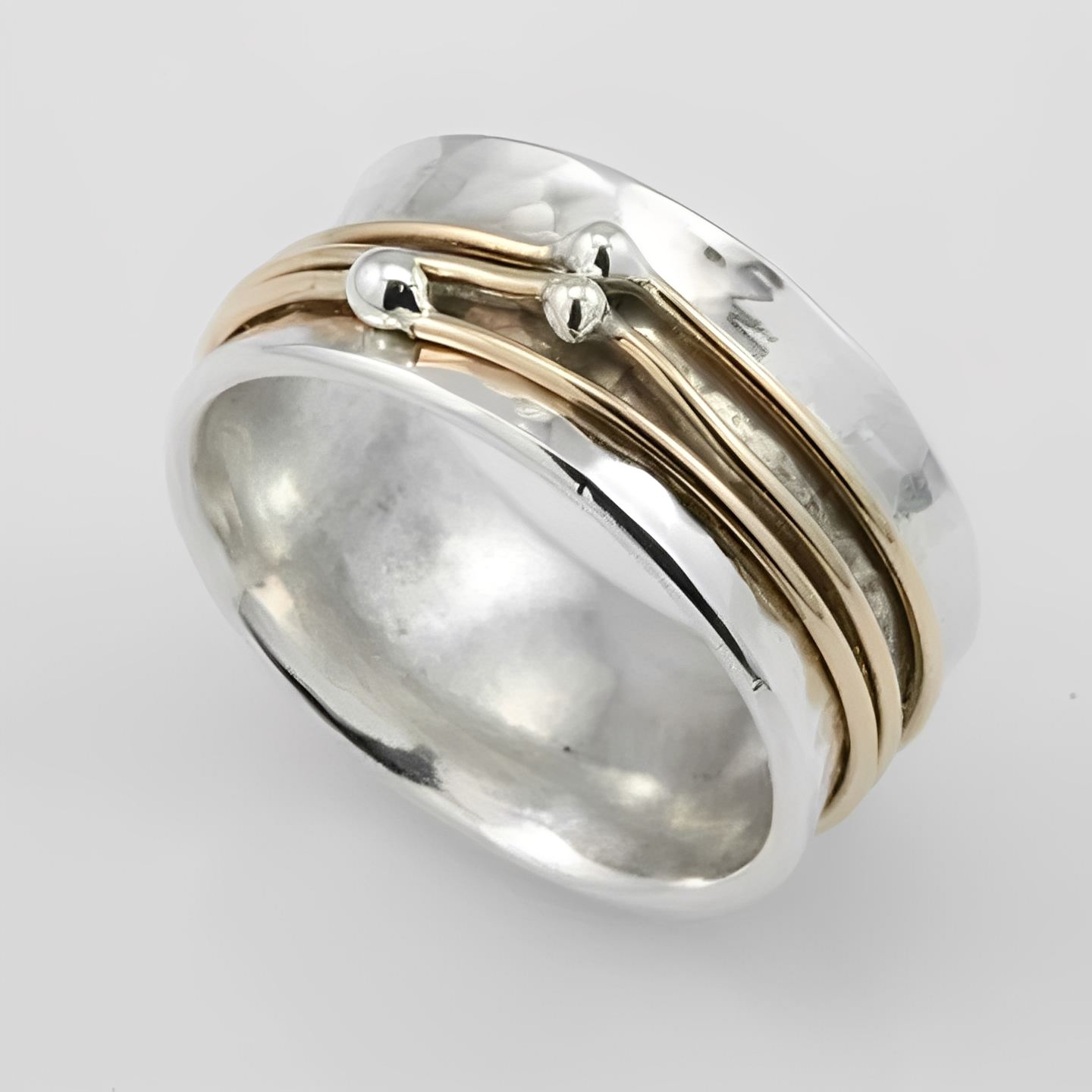 Alix – Bague Argent et Doré Style Rétro