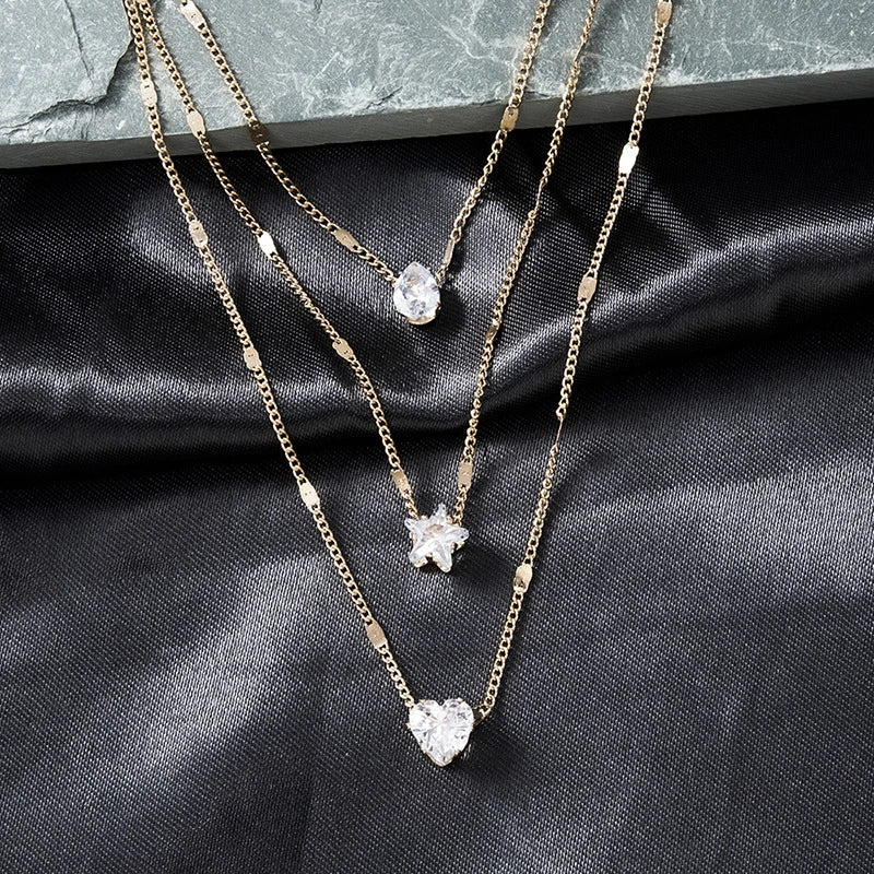 Sally – Collier Doré Trois Pendentifs Zirconia