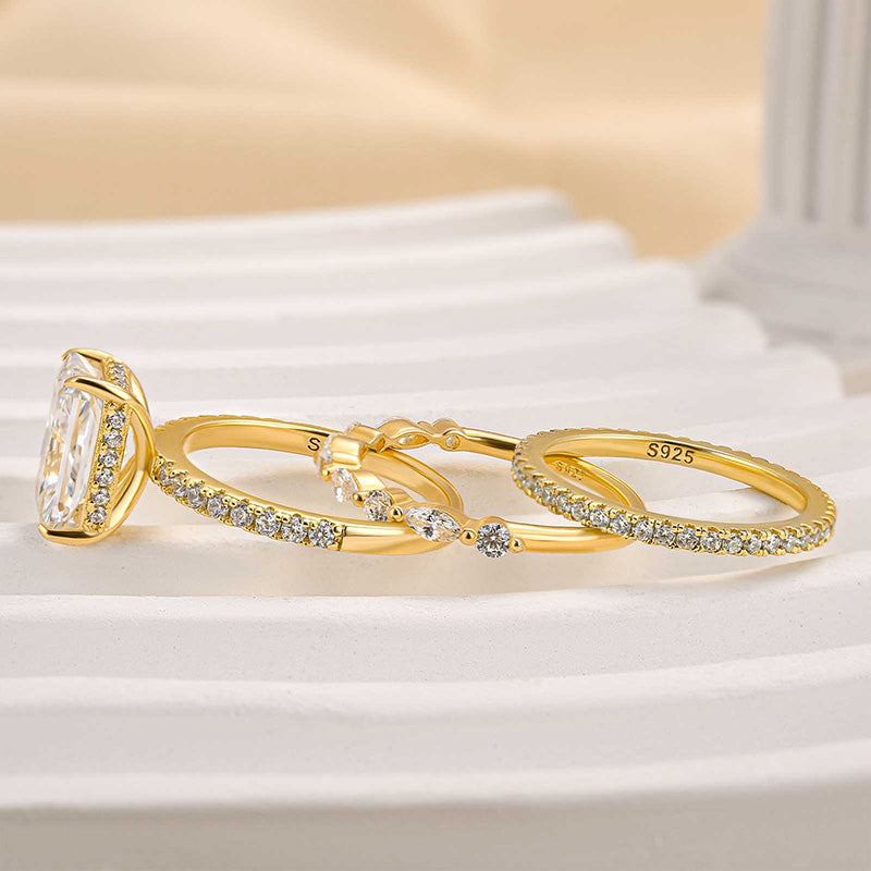 Jaily – Set de 3 Bagues de Mariage en Or 18K