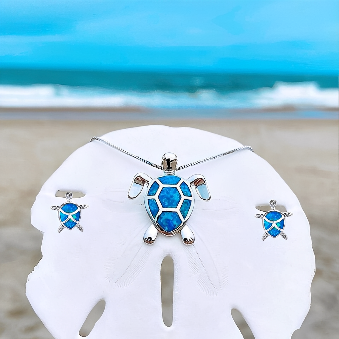 Tricia – Parure Tortue en Argent & Opale