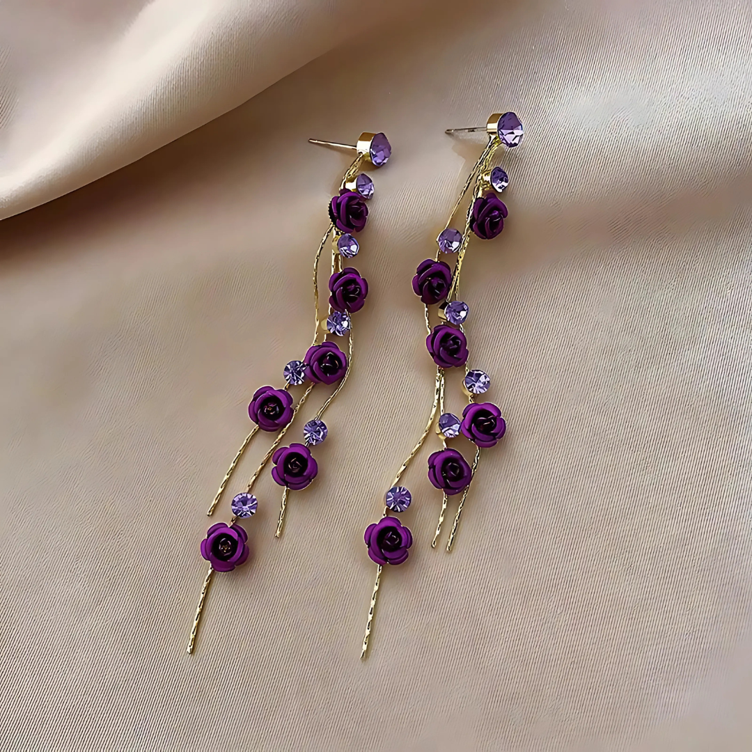 Floréa – Boucles d’Oreilles Fleurs en Chute Dorée