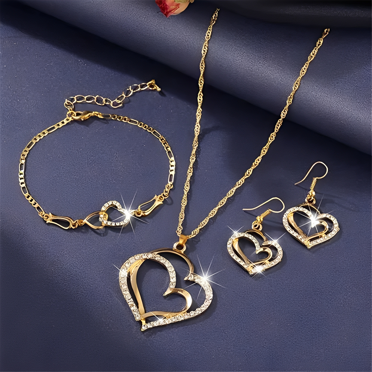 Celia – Ensemble Collier & Boucles Romantiques en Or