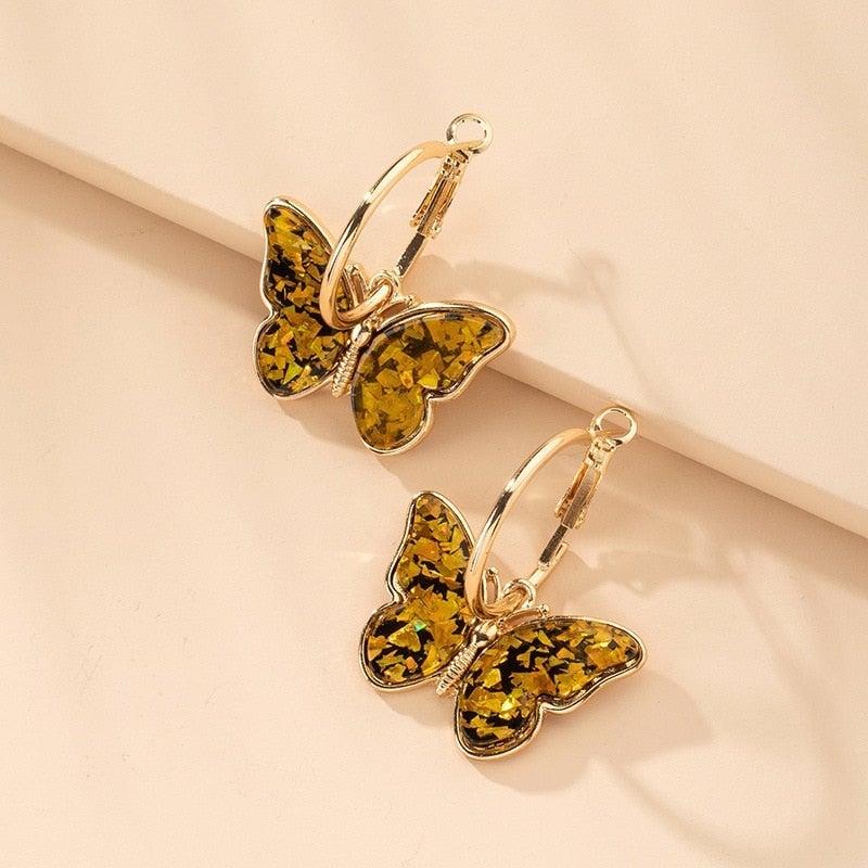 Alina – Boucles d'Oreilles Papillon avec Émail et Cristaux