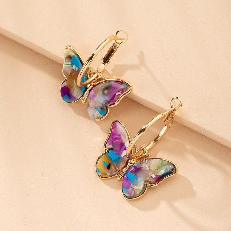 Alina – Boucles d'Oreilles Papillon avec Émail et Cristaux