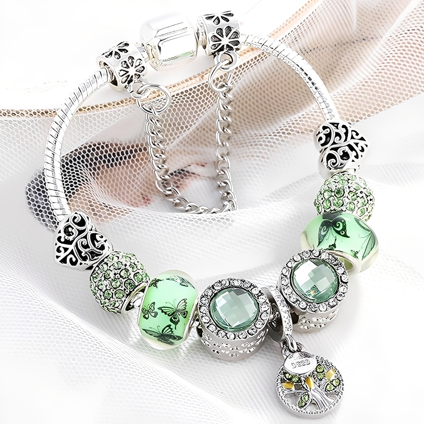 Maelys – Bracelet Raffiné Argent et Cristal Vert
