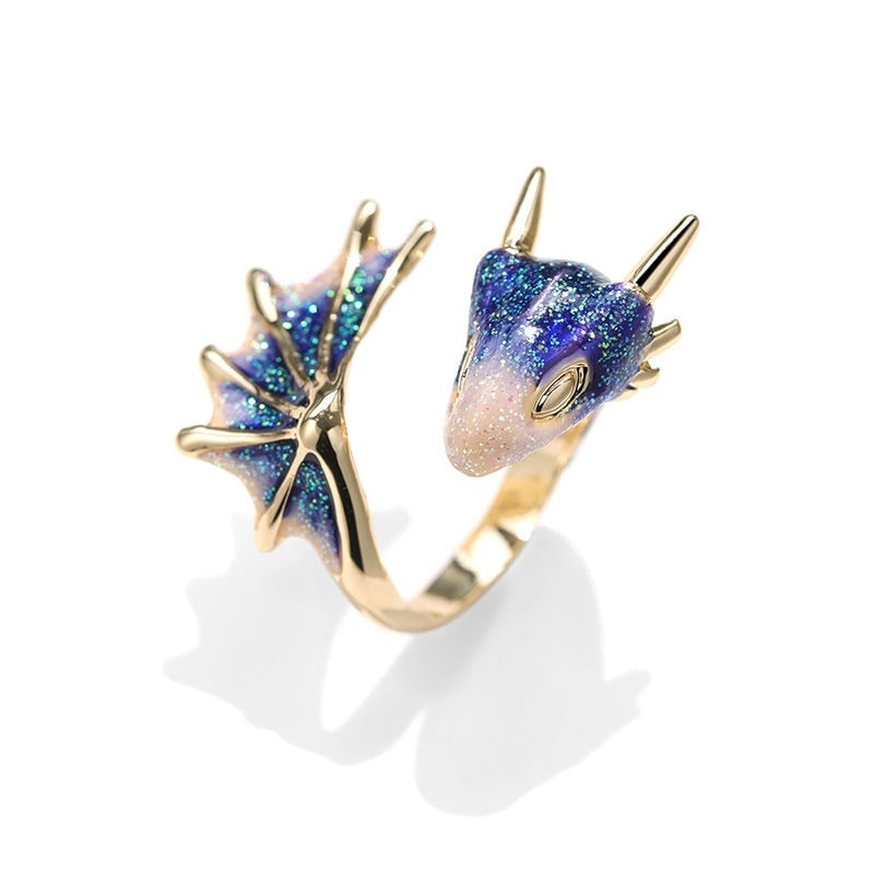 Kaida – Bague de Dragon Ajustable avec Émail Peint à la Main