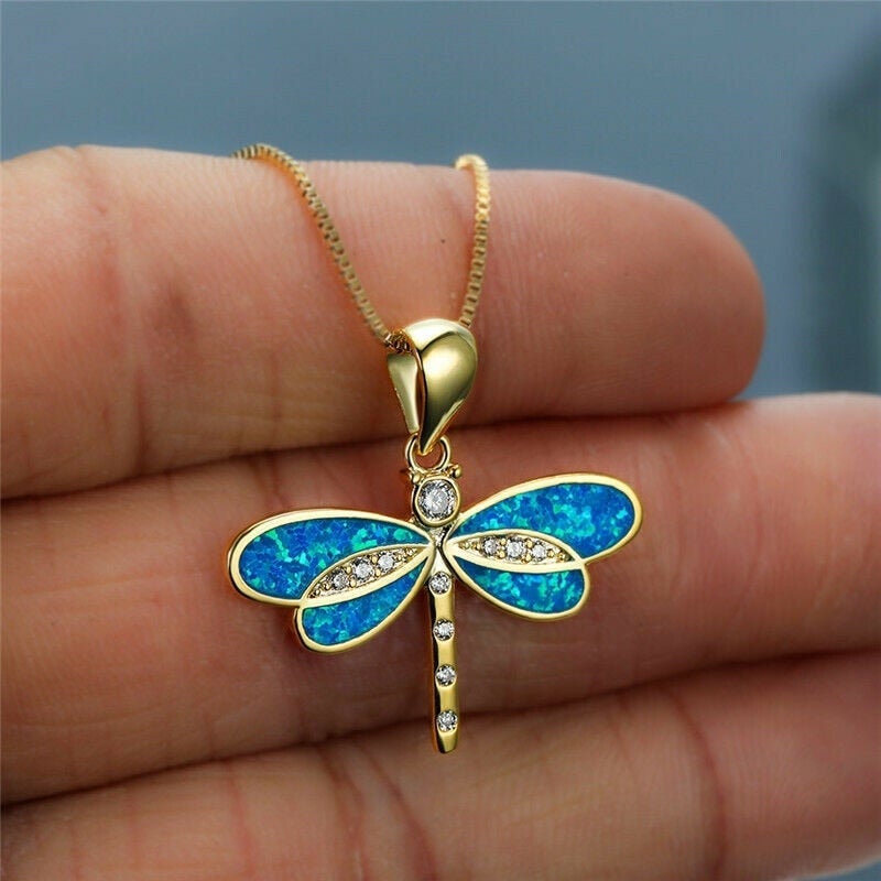 Siena – Collier de Libellule en Or avec Opale