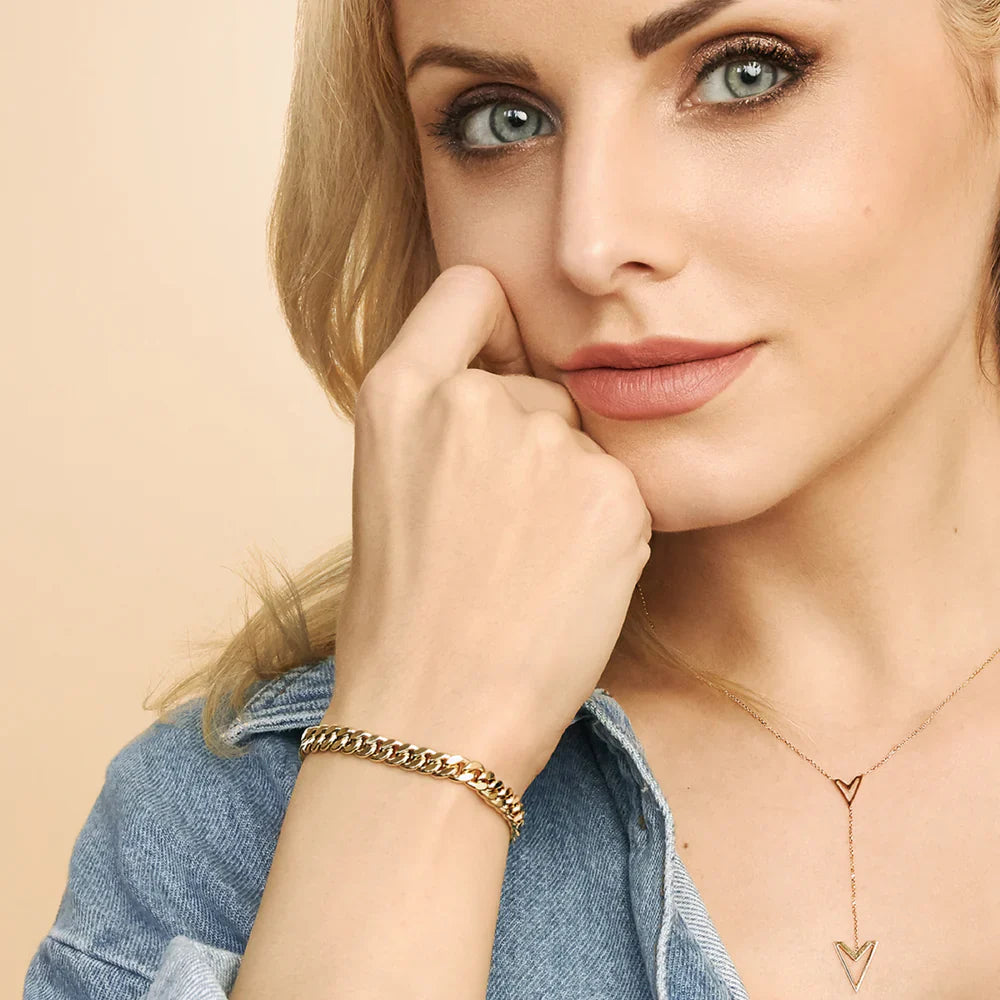 Estelle – Bracelet Chaîne Cubaine en Or 16K