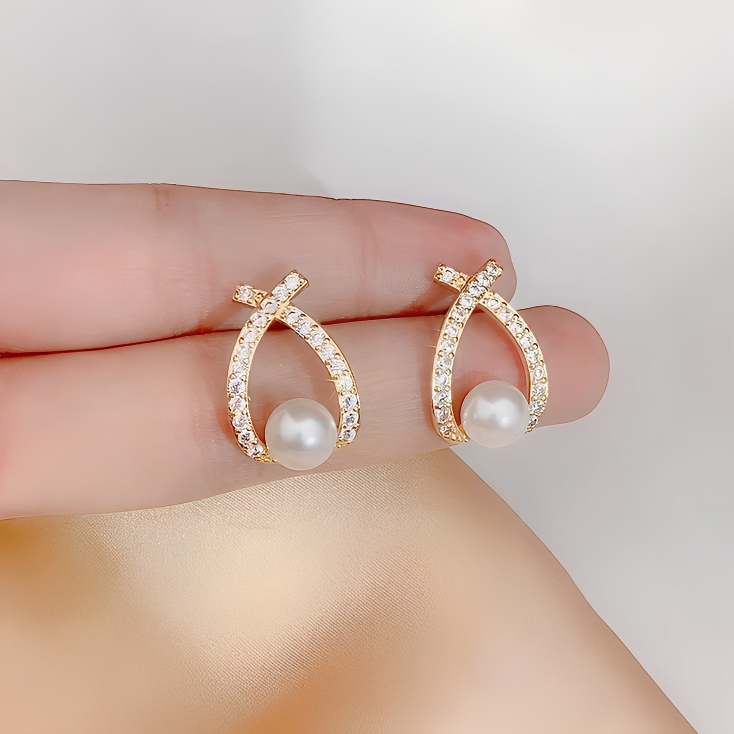 Sonia – Boucles d’Oreilles Perles avec Diamants