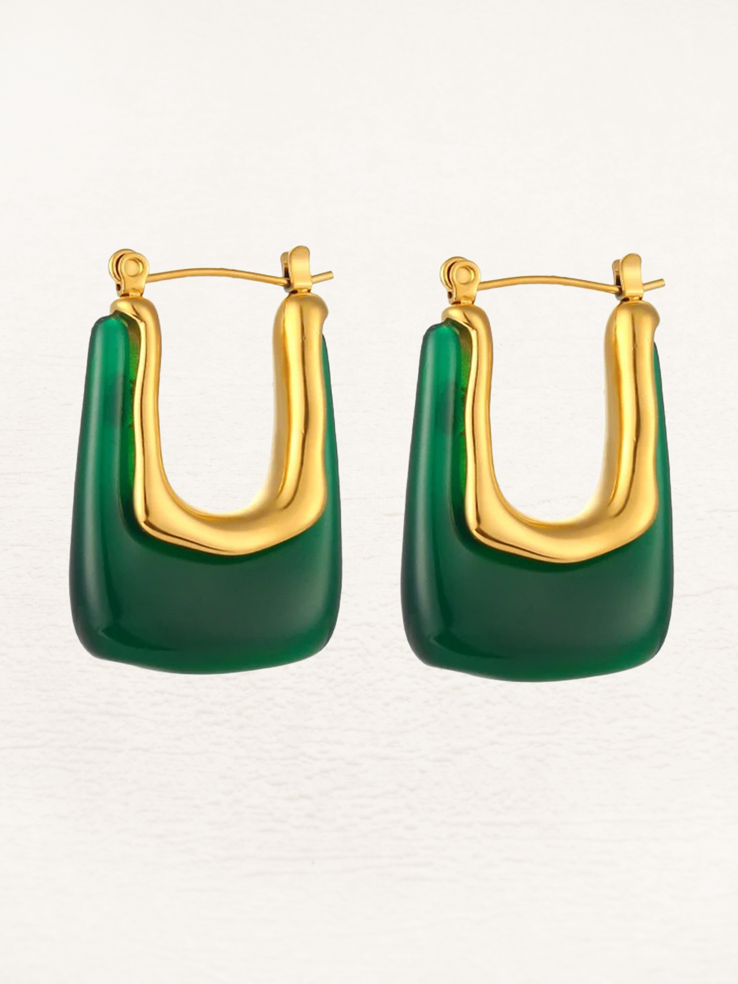 Eline – Boucles d’Oreilles Rectangulaires Vertes en Acrylique