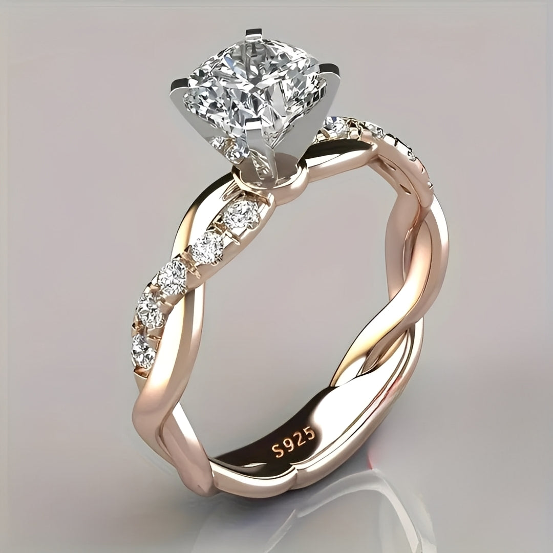 Elvie – Bague Cristal Rose Entrelacée