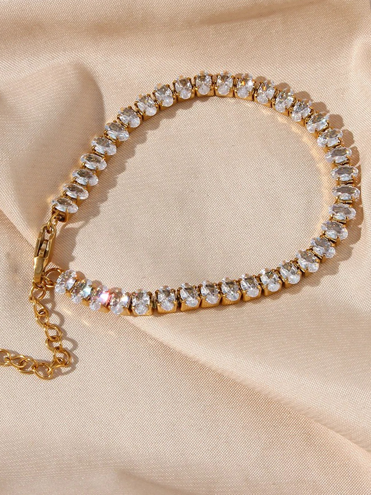 Norah – Bracelet Tennis Doré à Maillons Ovales