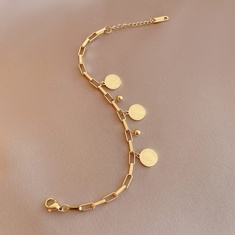 Maja – Bracelet Ajustable avec Pièces de Monnaie en Or