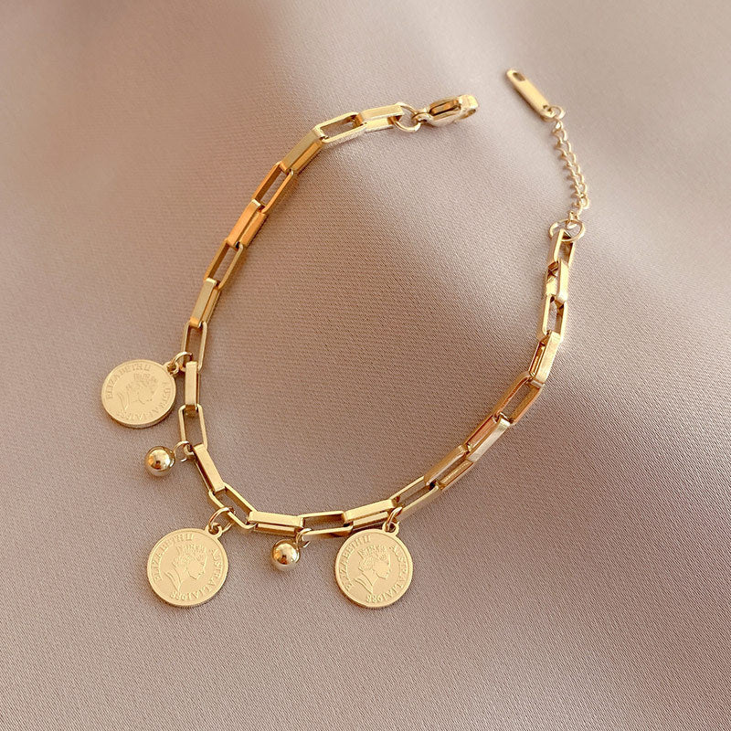 Maja – Bracelet Ajustable avec Pièces de Monnaie en Or