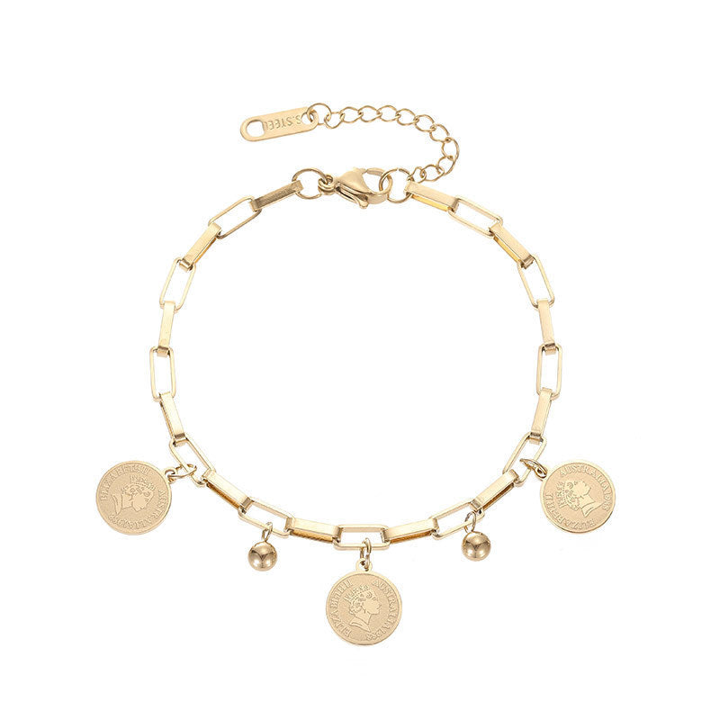 Maja – Bracelet Ajustable avec Pièces de Monnaie en Or