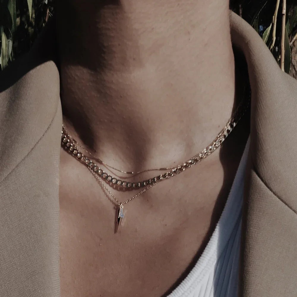Auriane – Collier Gourmette à Maillons Plats