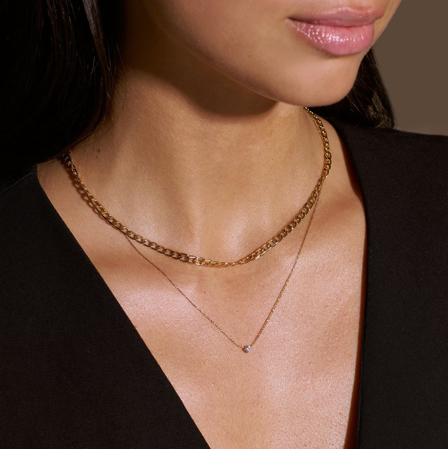 Auriane – Collier Gourmette à Maillons Plats