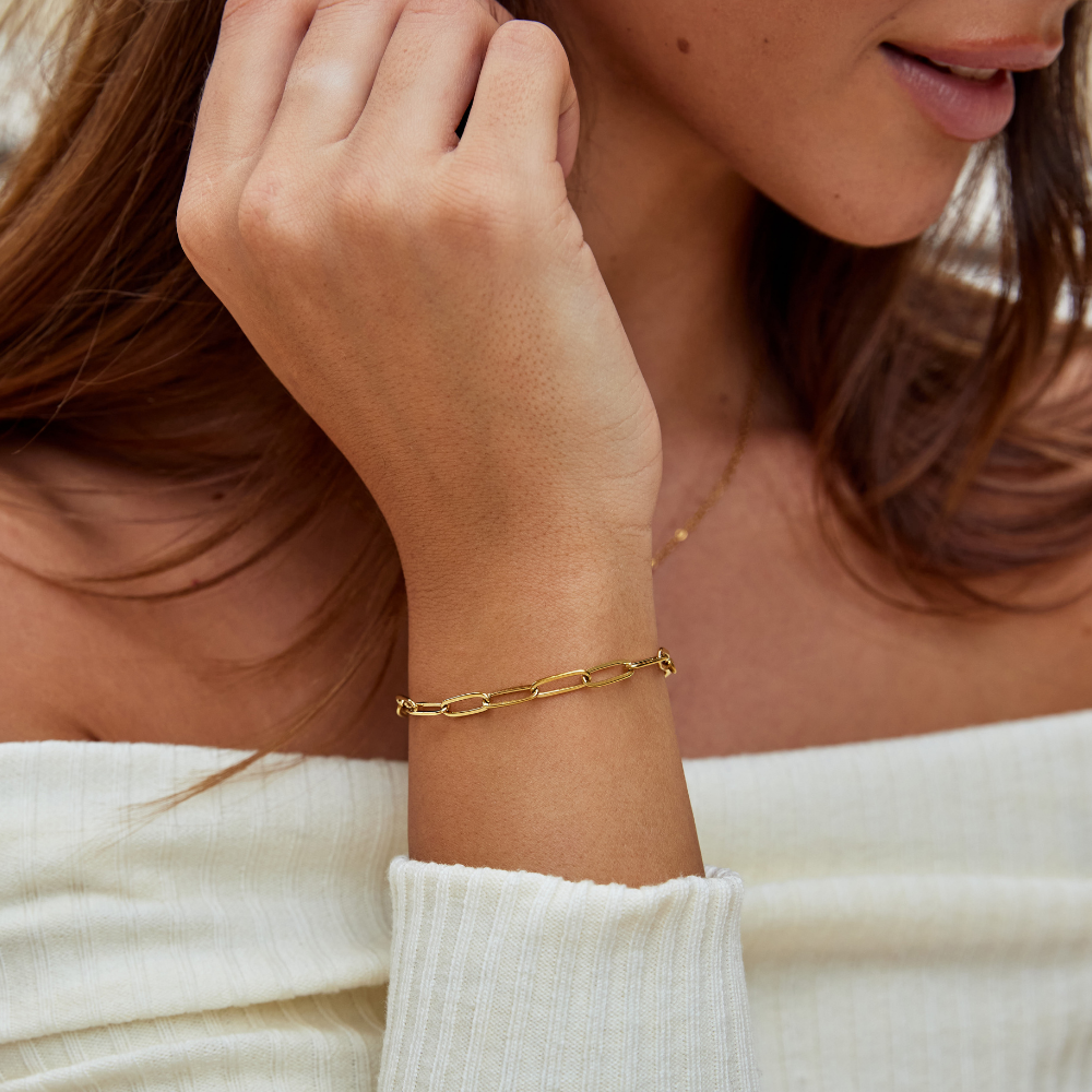 Hyeri – Bracelet Chaîne Trombone Doré