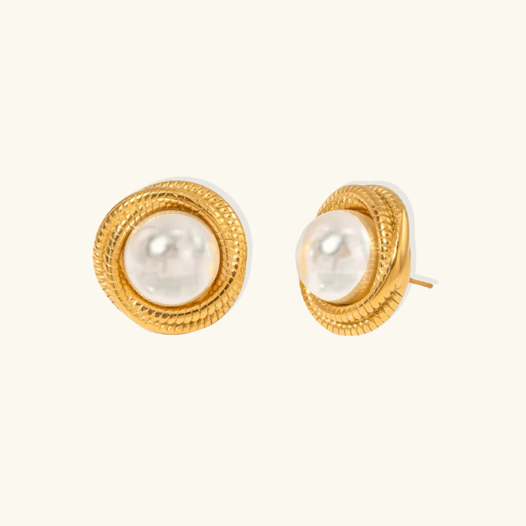 Shane – Créoles Dorées avec Perles Blanches