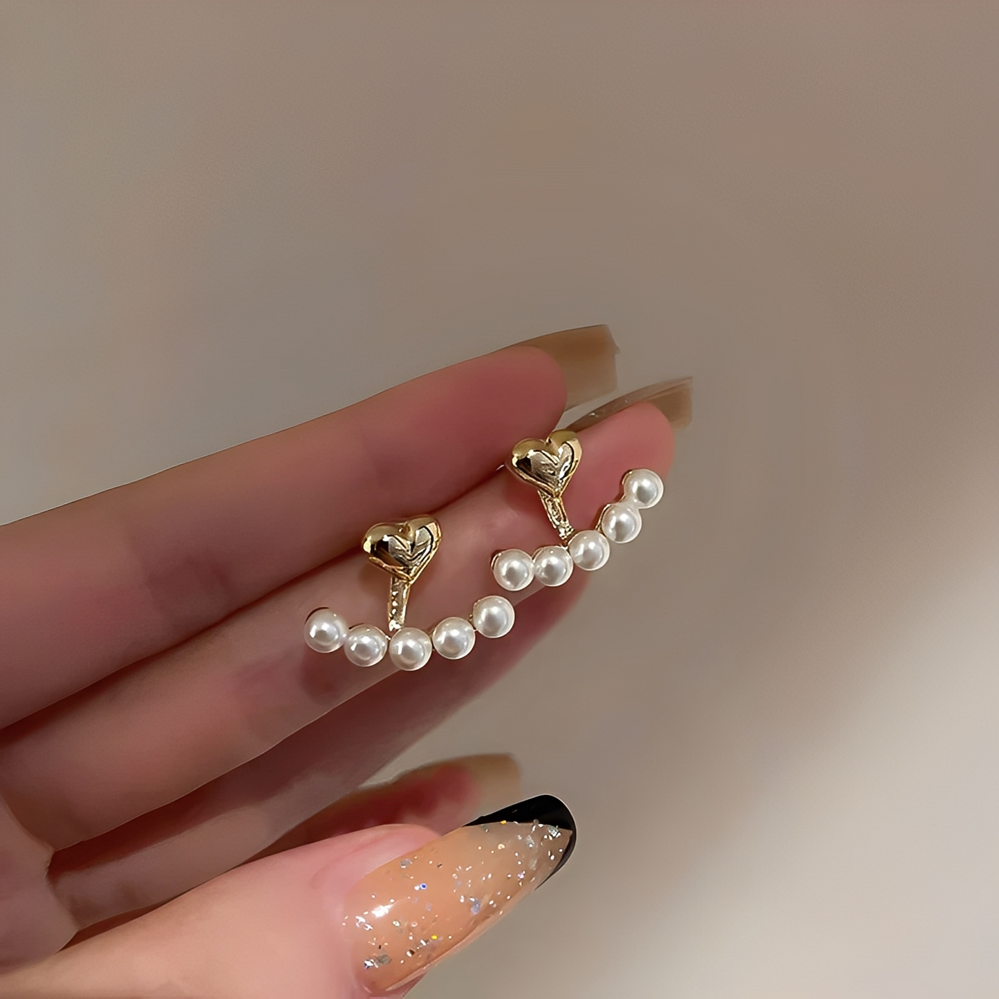 Avery – Boucles d’Oreilles Cœur d’Or avec Perles