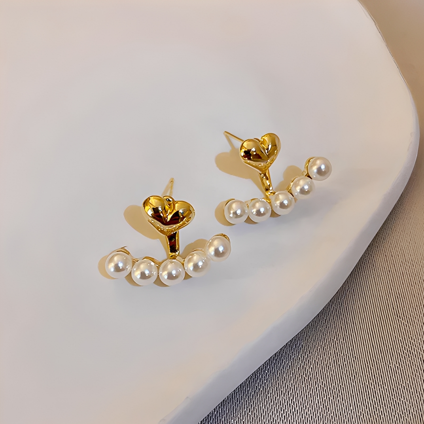 Avery – Boucles d’Oreilles Cœur d’Or avec Perles
