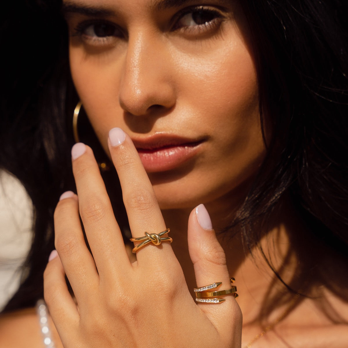 Thalia – Bague Ajustable Entrelacée Dorée