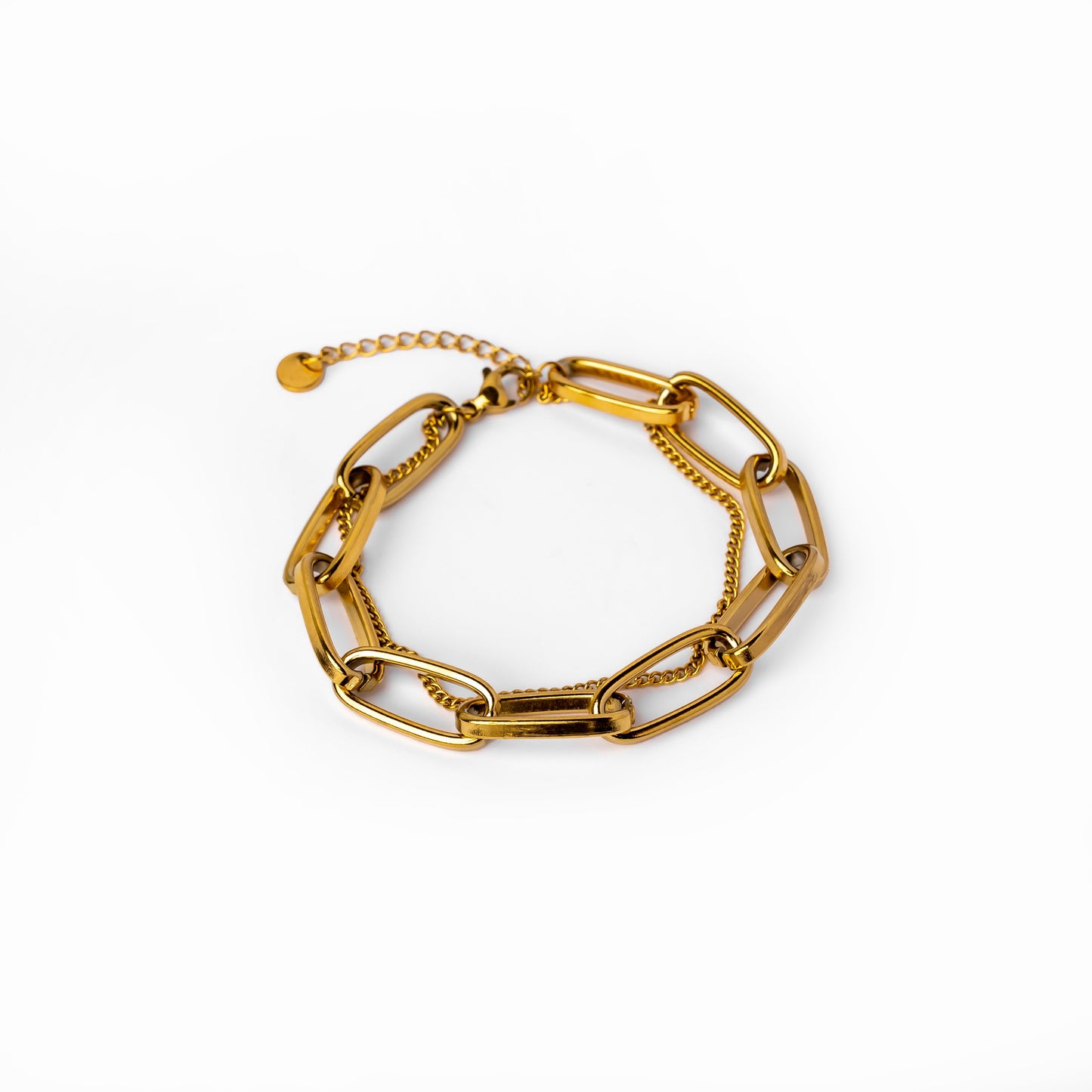 Jaena – Bracelet Double Chaîne Figaro 14K Doré