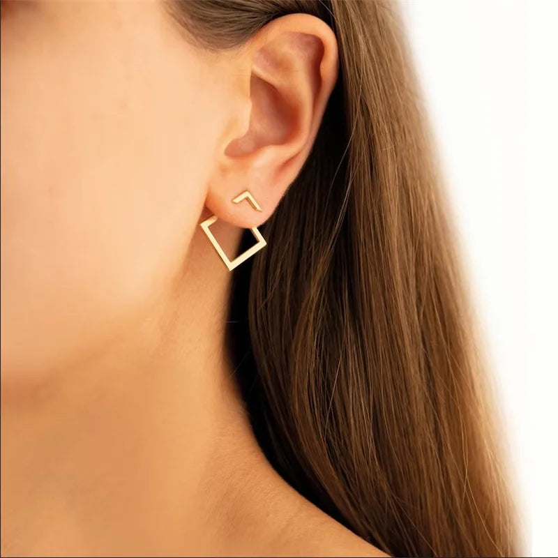 Rhombus Connecté - Boucles d'oreilles géométriques minimalistes