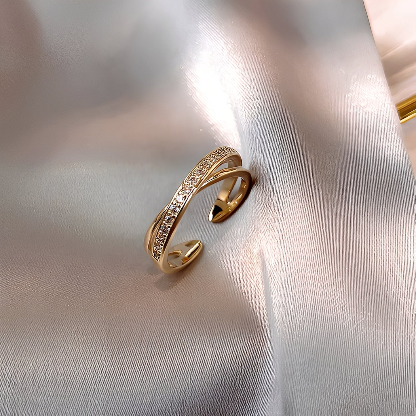 Cassia – Bague Réglable en Or avec Zirconia