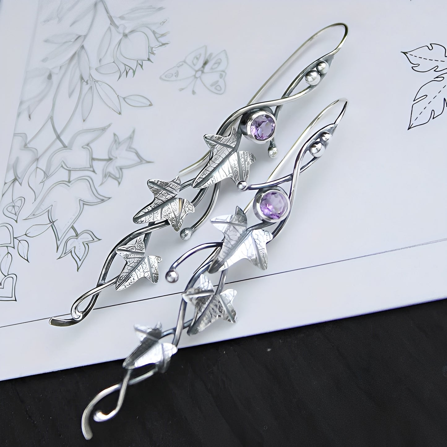 Nina – Boucles d’Oreilles Vintage Feuille Elfique