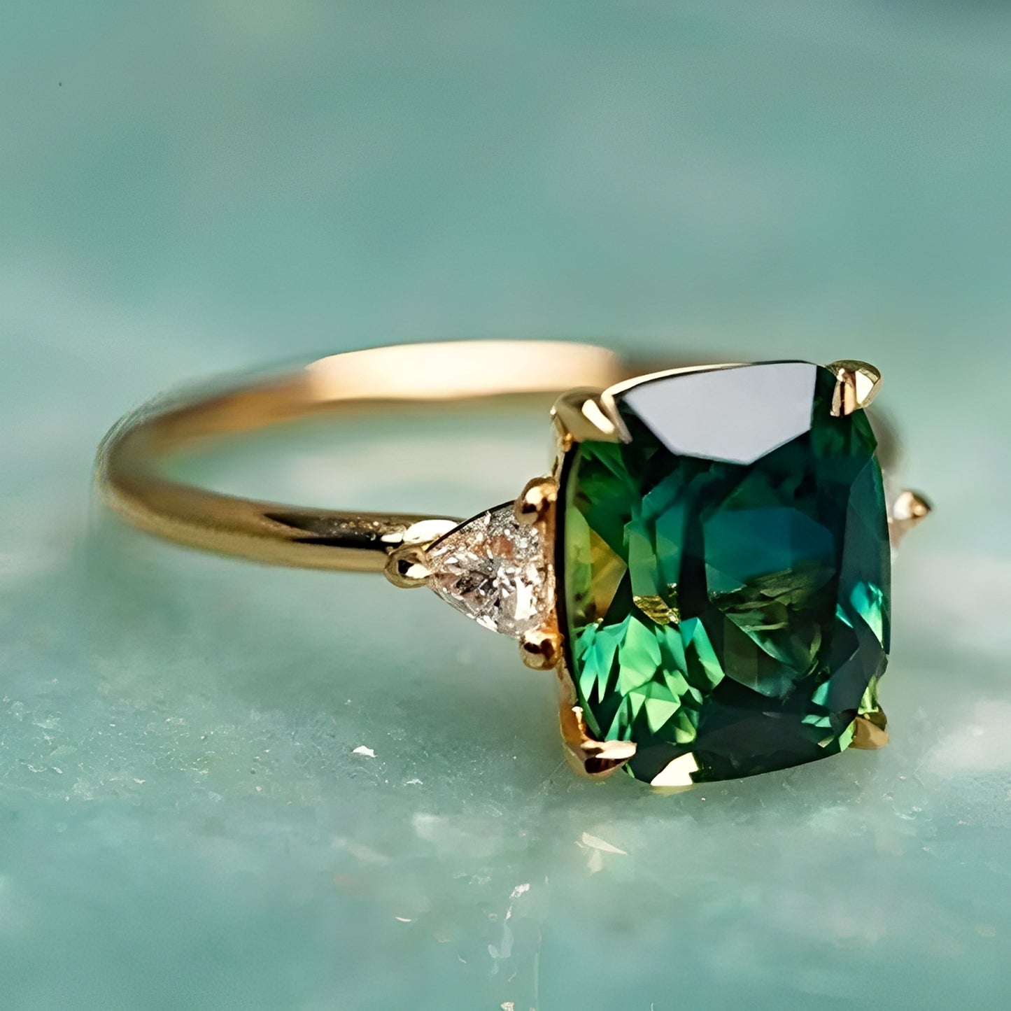 Sophie – Bague Raffinée en Émeraude Carrée