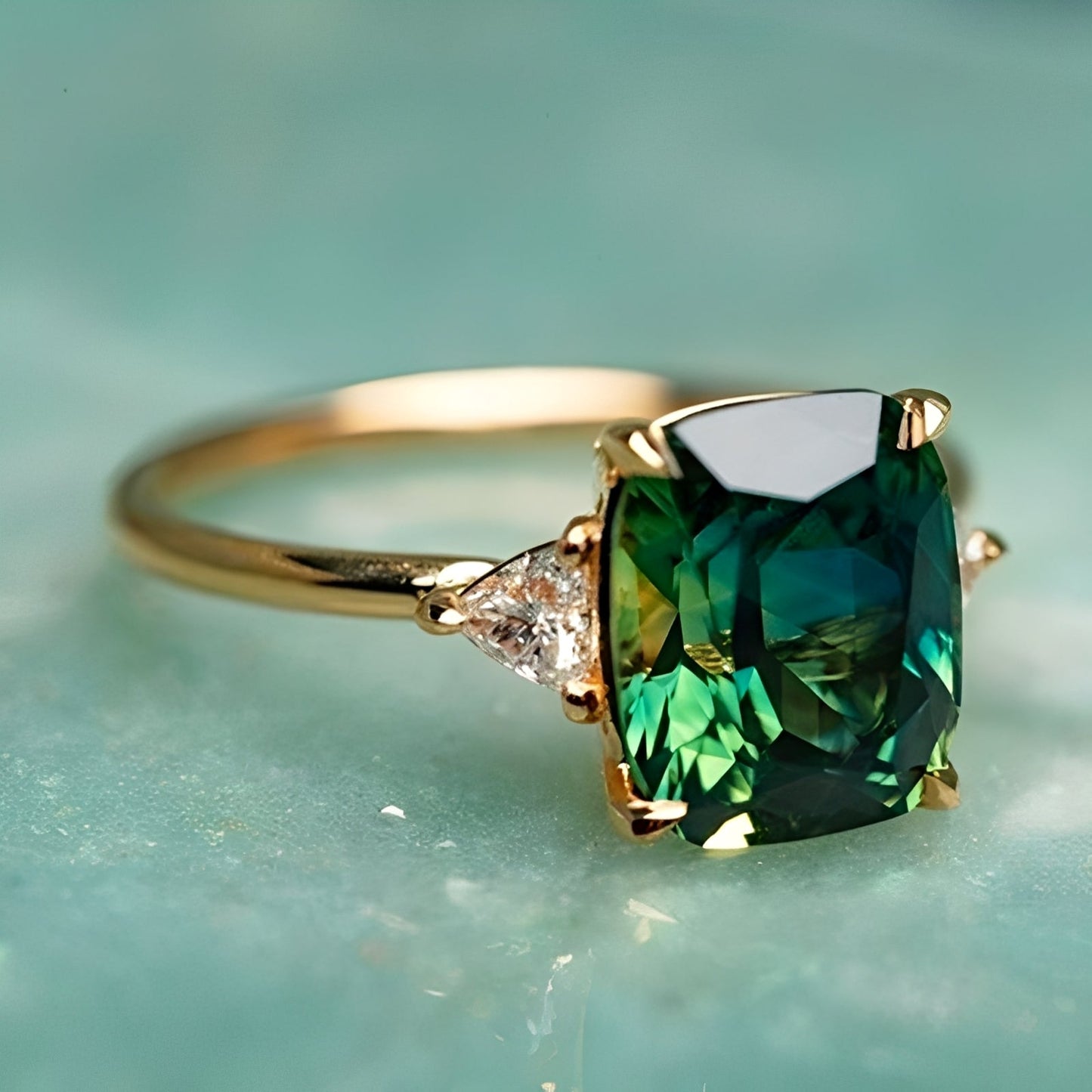 Emerie – Bague de Zircon Vert en Or
