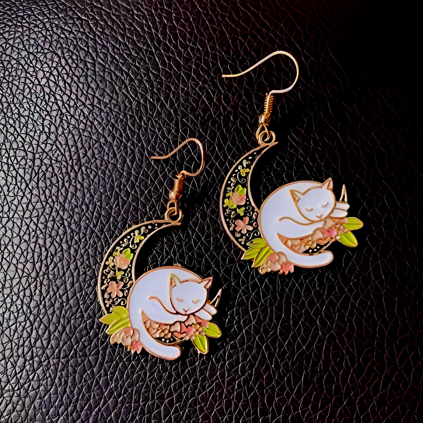 Rhian – Boucles d’Oreilles Chat sur la Lune
