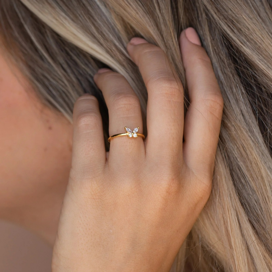 Papillon en diamant - Bague délicate en forme de papillon