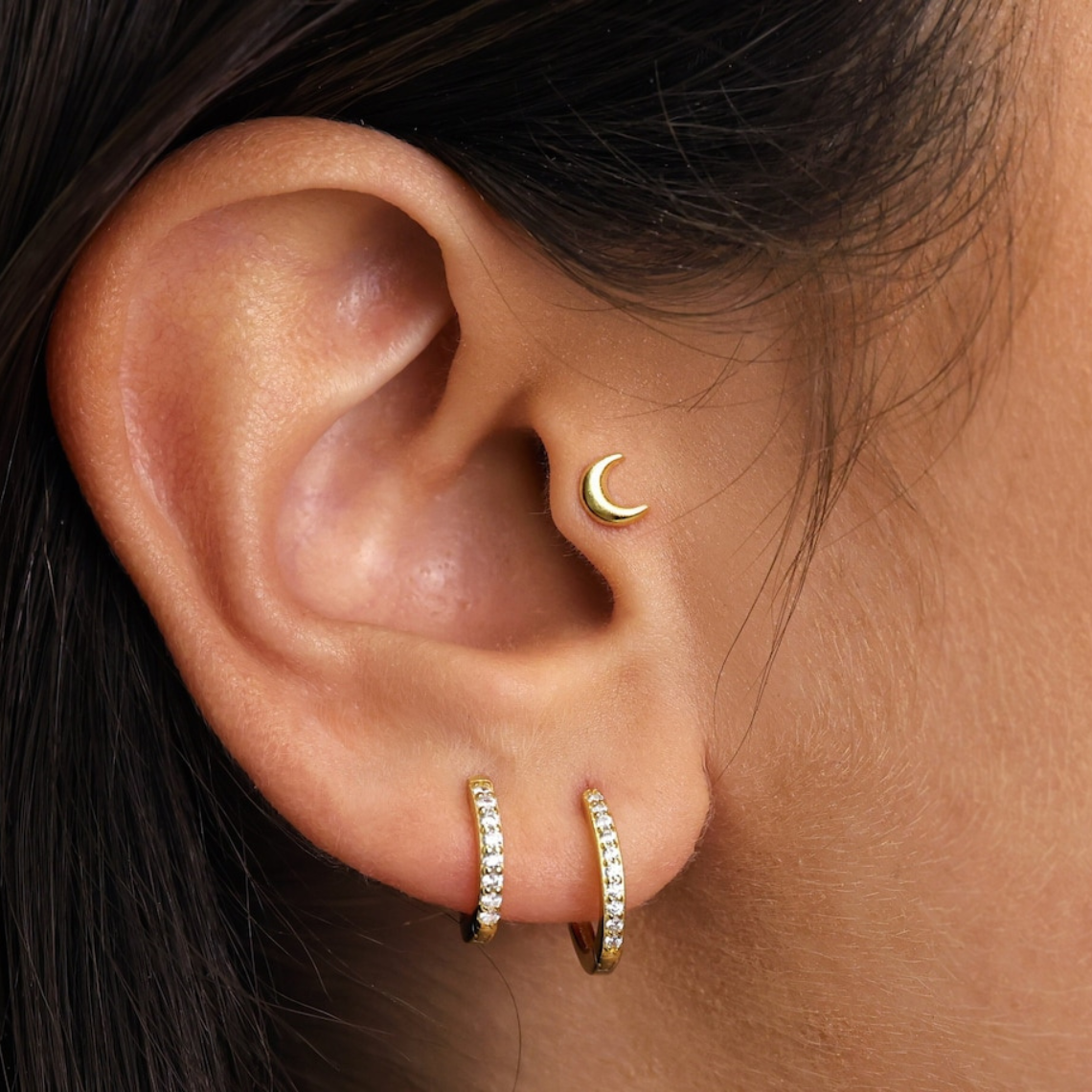 Boucles d'oreilles Lune - Petites boucles d'oreilles en forme de lune