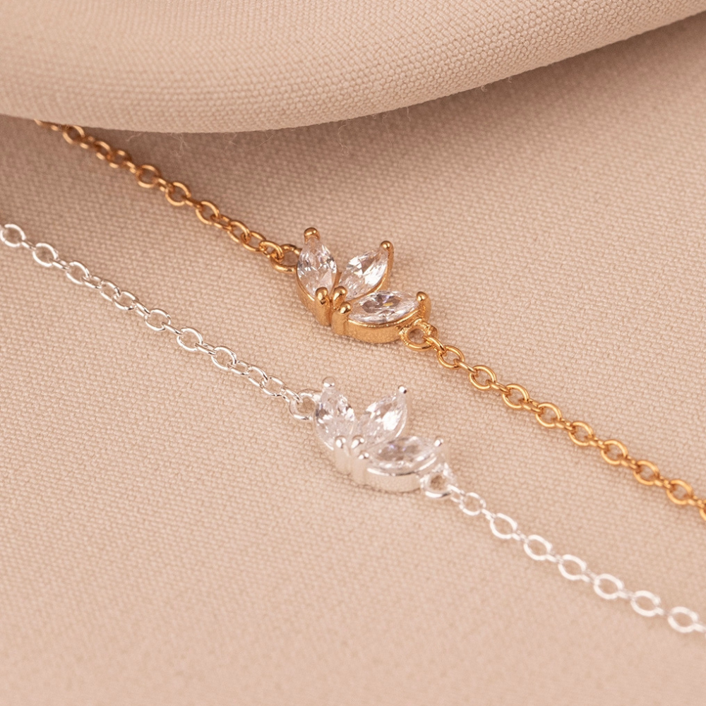 Trois Fleurs de Zircon - Bracelet Chaîne