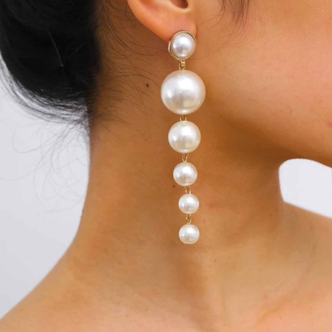Boucles d'oreilles en perles en cascade - Boucles d'oreilles longues en perles