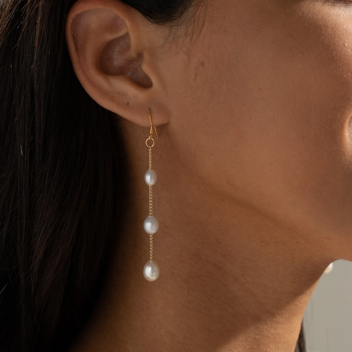 Plusieurs gouttes de perles - Boucles d'oreilles pendantes