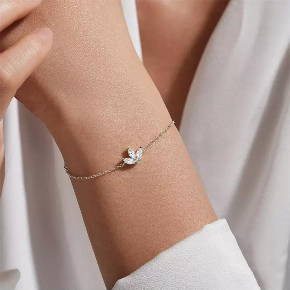 Trois Fleurs de Zircon - Bracelet Chaîne