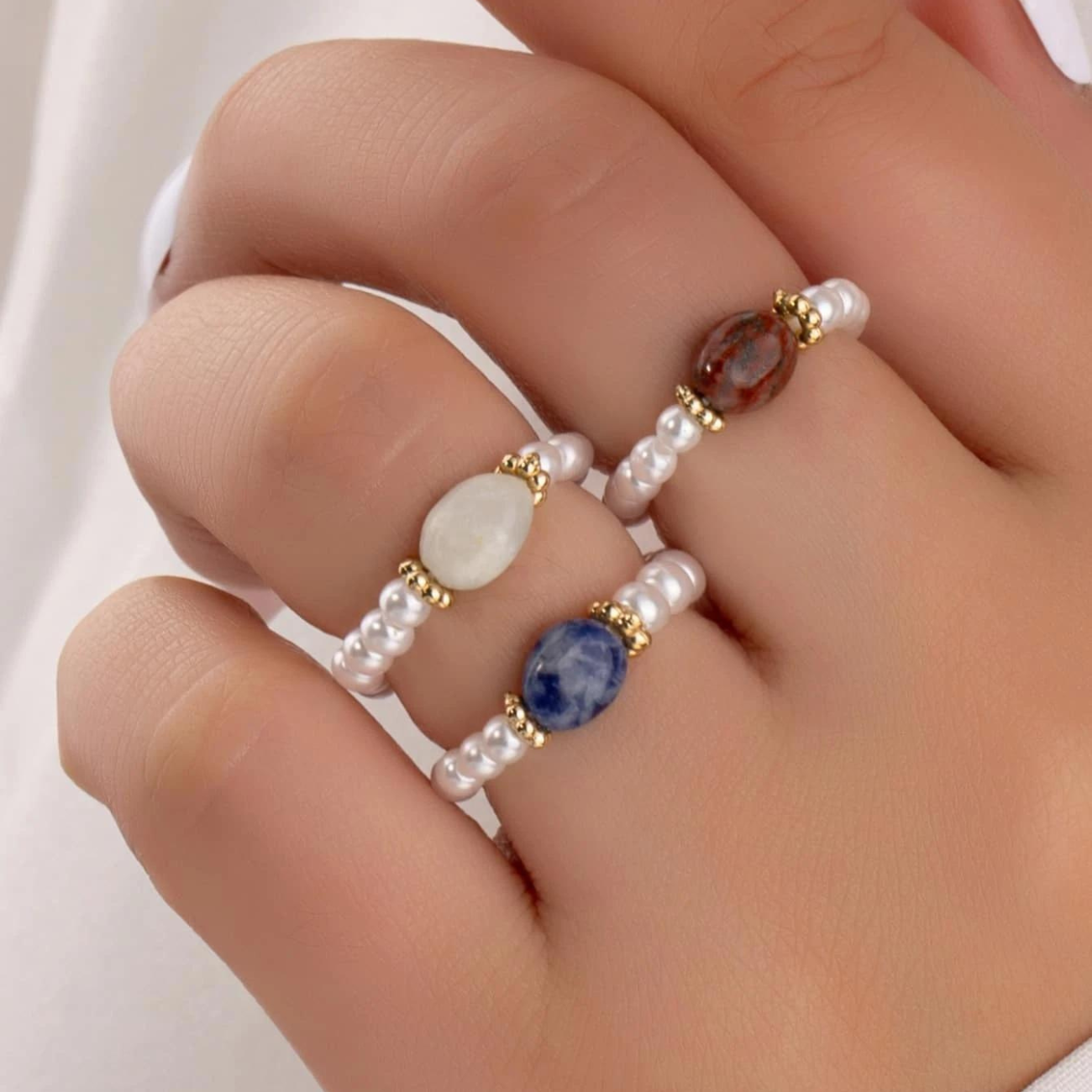 Steinperle - Bague vintage en perles