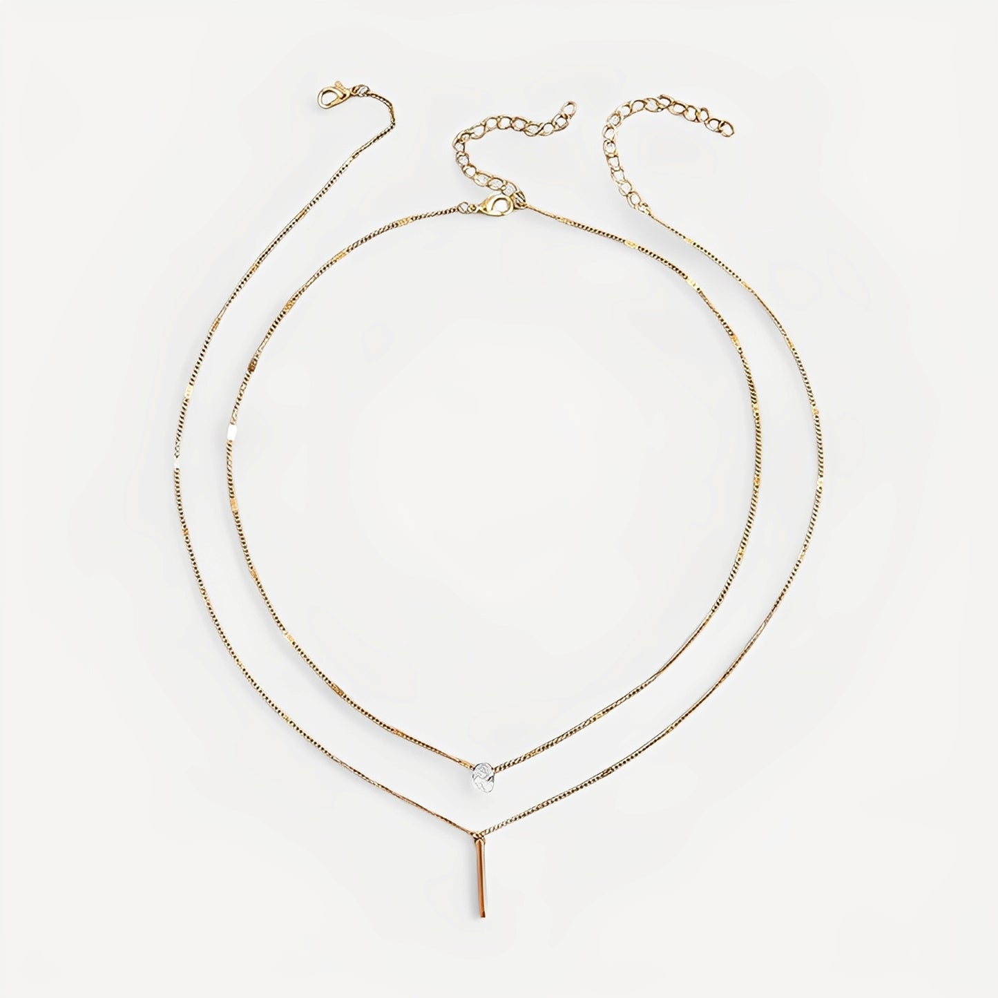 Virelle – Collier Superposé Doré à Double Rang avec Pendentif