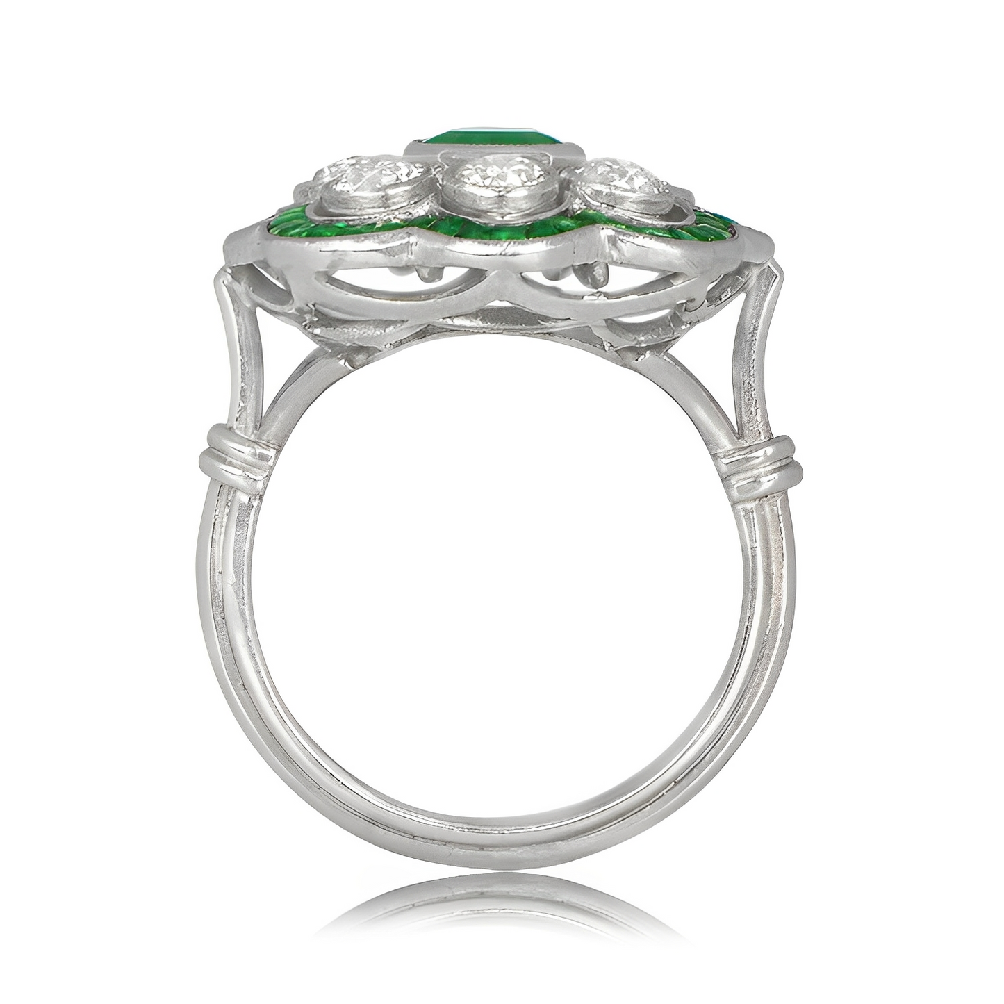 Margie – Bague Vintage avec Émeraude et Détail Doré