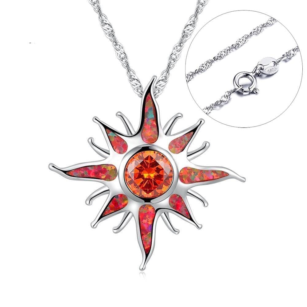 Yani – Collier Pendentif Éclat Solaire en Opale de Feu & Grenat