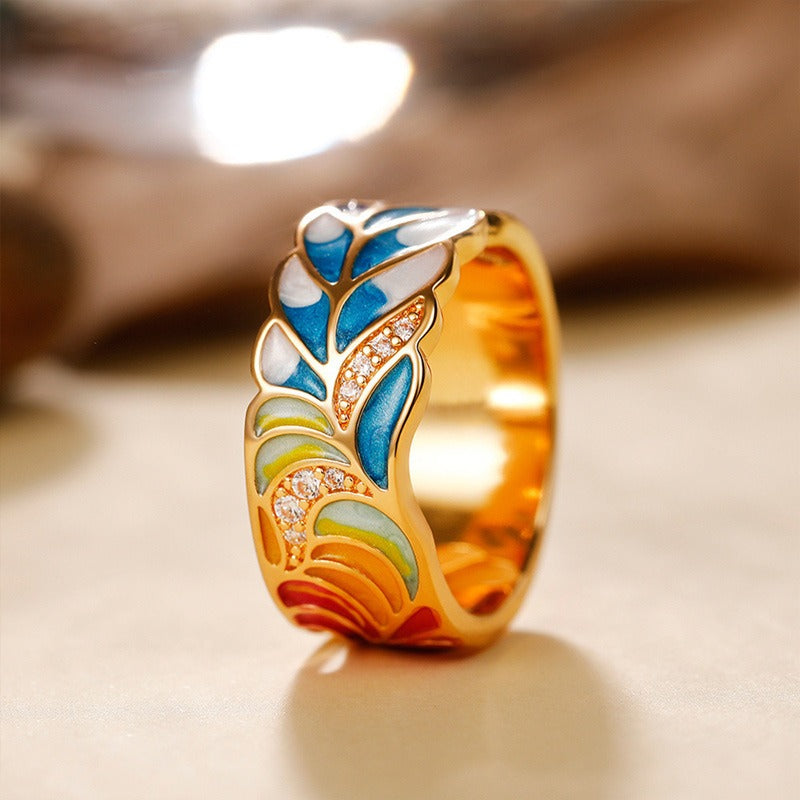 Isolde – Bague Murmures de Fleurs Peintes à la Main