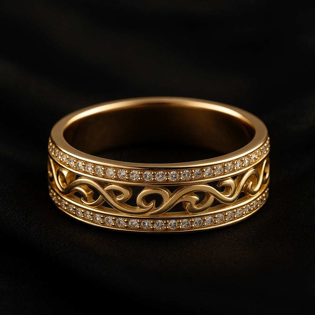Jevy – Bague Dorée Ajourée Brillante