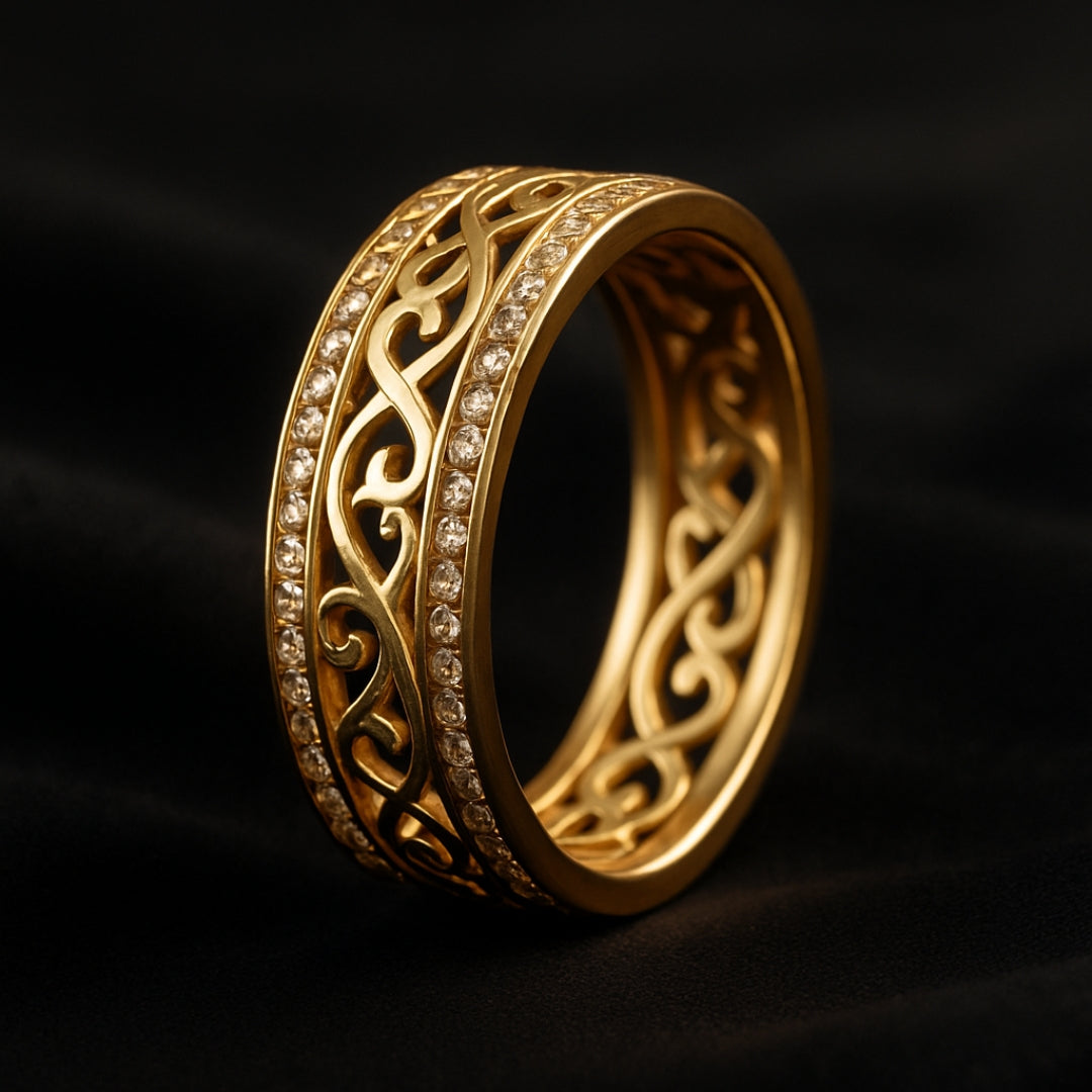 Jevy – Bague Dorée Ajourée Brillante