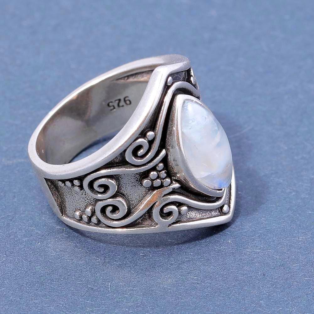 Arianne – Bague Authentique Pierre de Lune & Argent