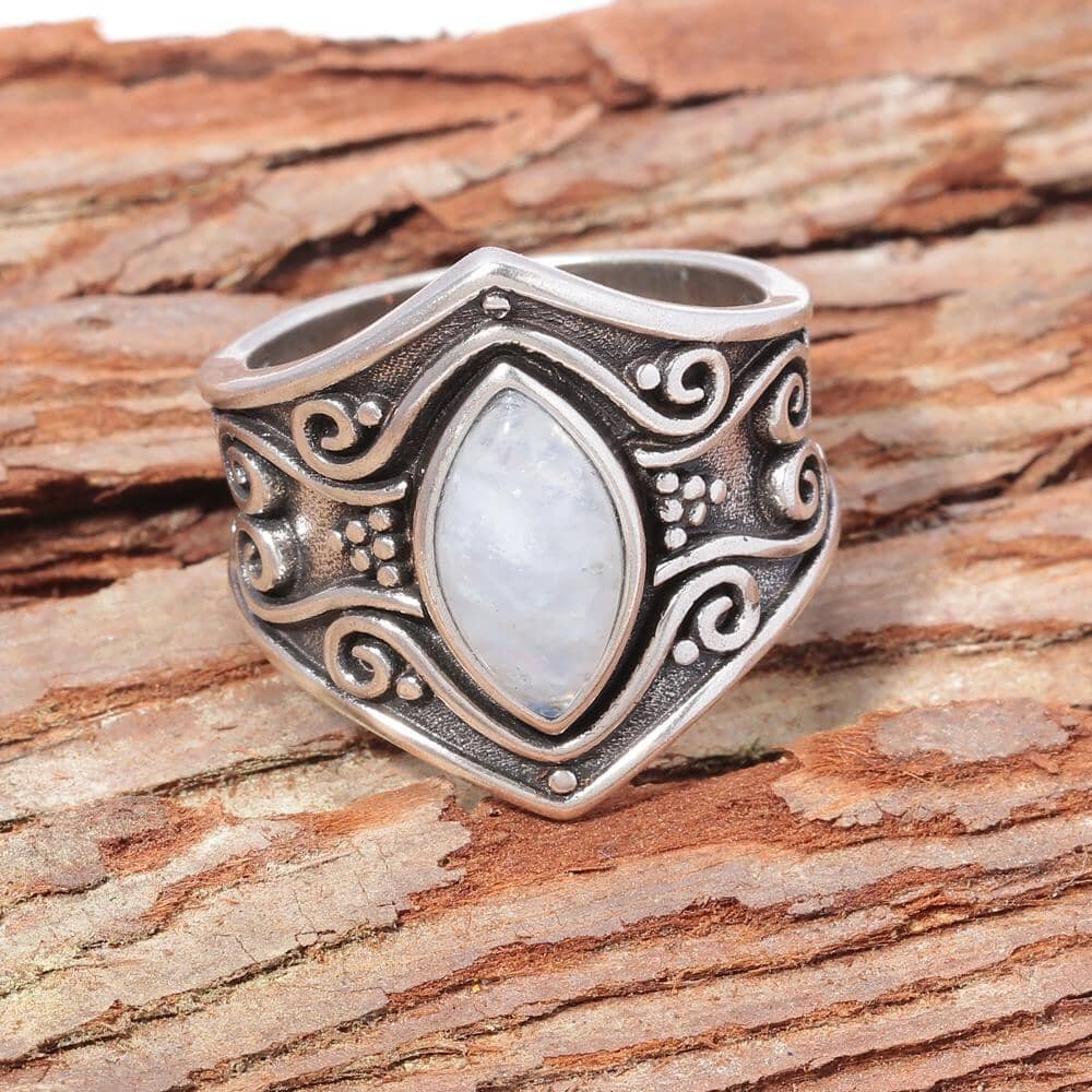 Arianne – Bague Authentique Pierre de Lune & Argent