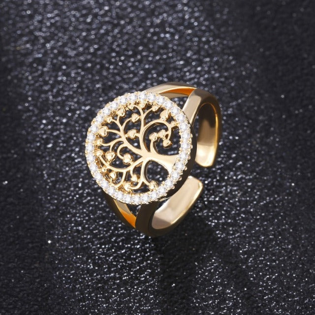 Yelina – Bague Arbre de Vie Dorée ou Argentée