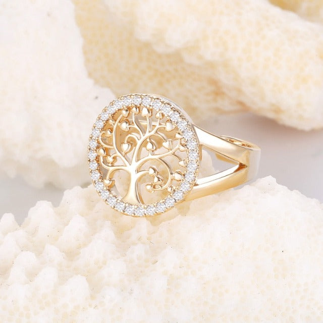 Yelina – Bague Arbre de Vie Dorée ou Argentée